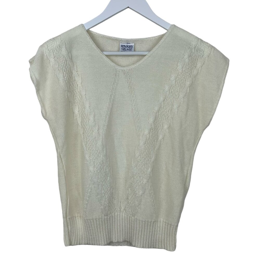 Vintage Barry & Me Sweater Womens Small Oversized Dolman Cable Knit Ivory White